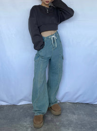 Cropped sweat trainer（CHARCOAL）