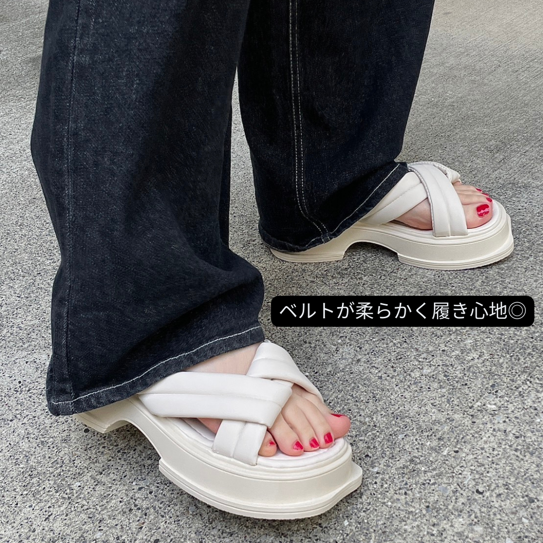 Soft cross belt platform sandals