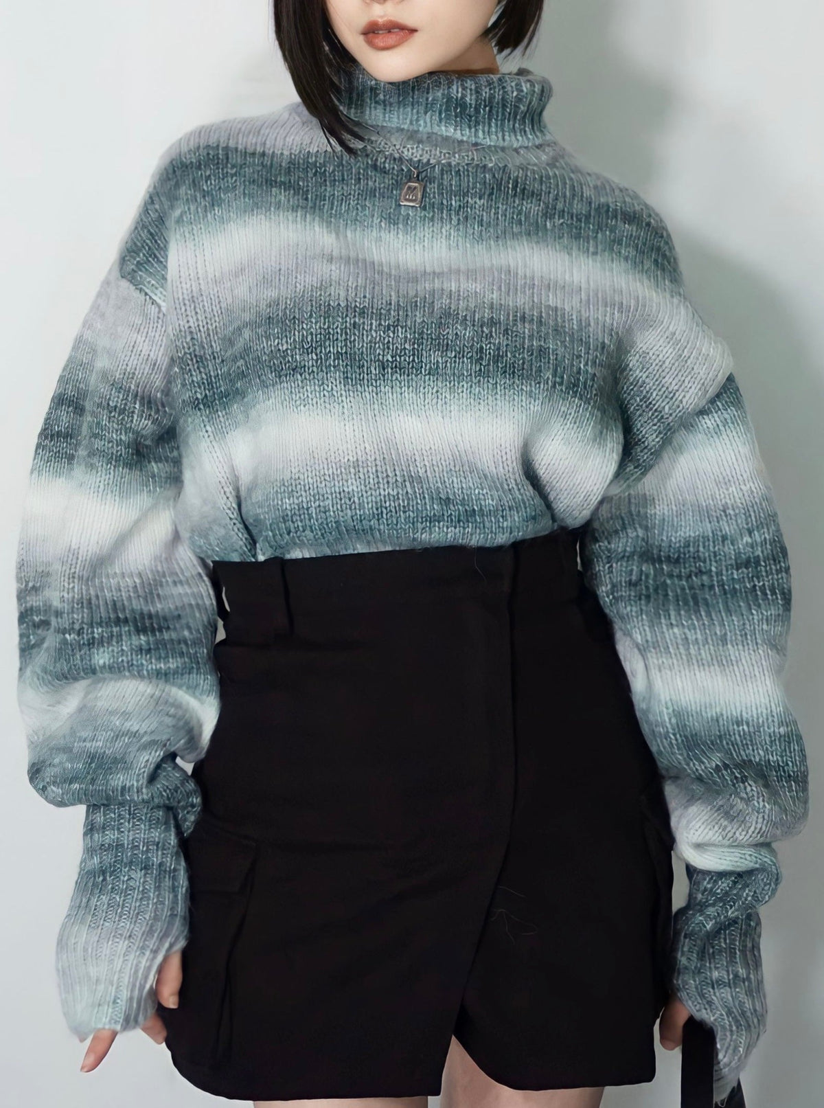 Gradation arm warmer knit（BLACK）
