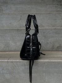 Compact croco design bag（BLACK）
